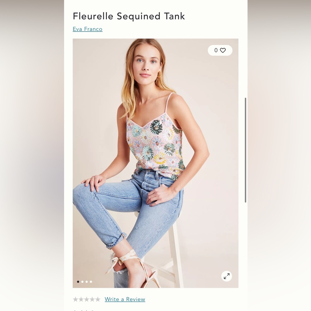 NWT Eva Franco (Anthropologie) Floral Sequin Tank SZ M